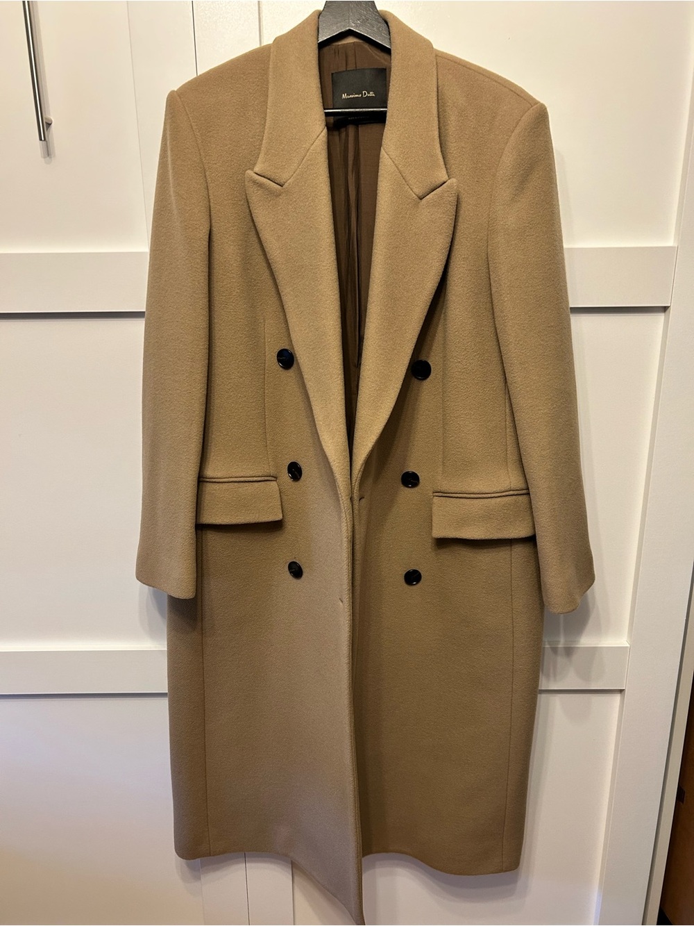 Massimo Dutti Wool Blend Double Breasted Coat in Camel - Picture 4 of 9